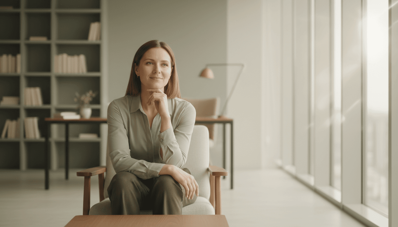 Personal coaching - professional woman in moment of reflection